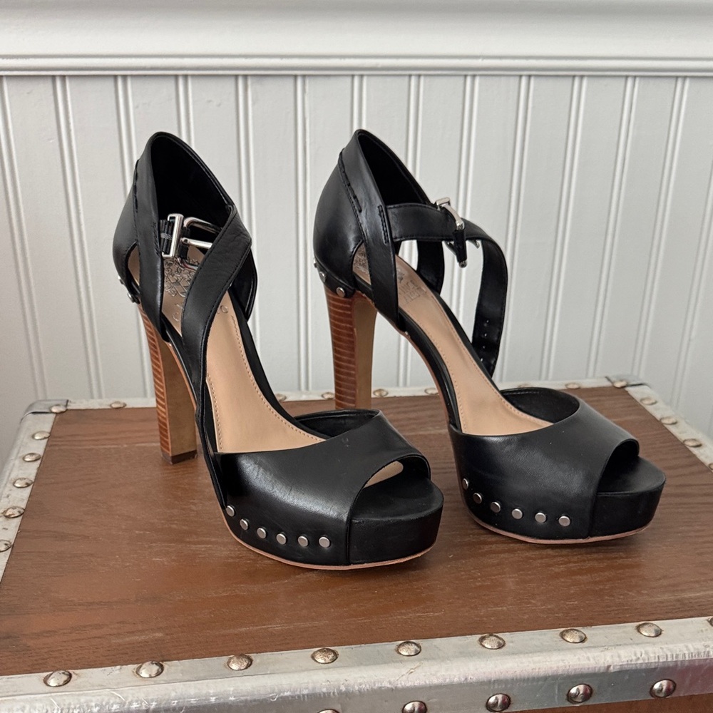 Steve Madden women’s black, high heels, silver studs size 7